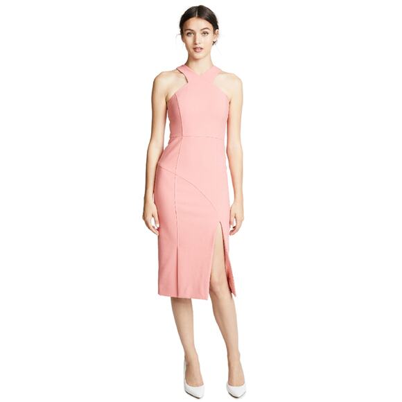 NWT Cinq a Sept Coral Tiger Lily Melina Halter Cutaway Dress Size 2 - Picture 1 of 9